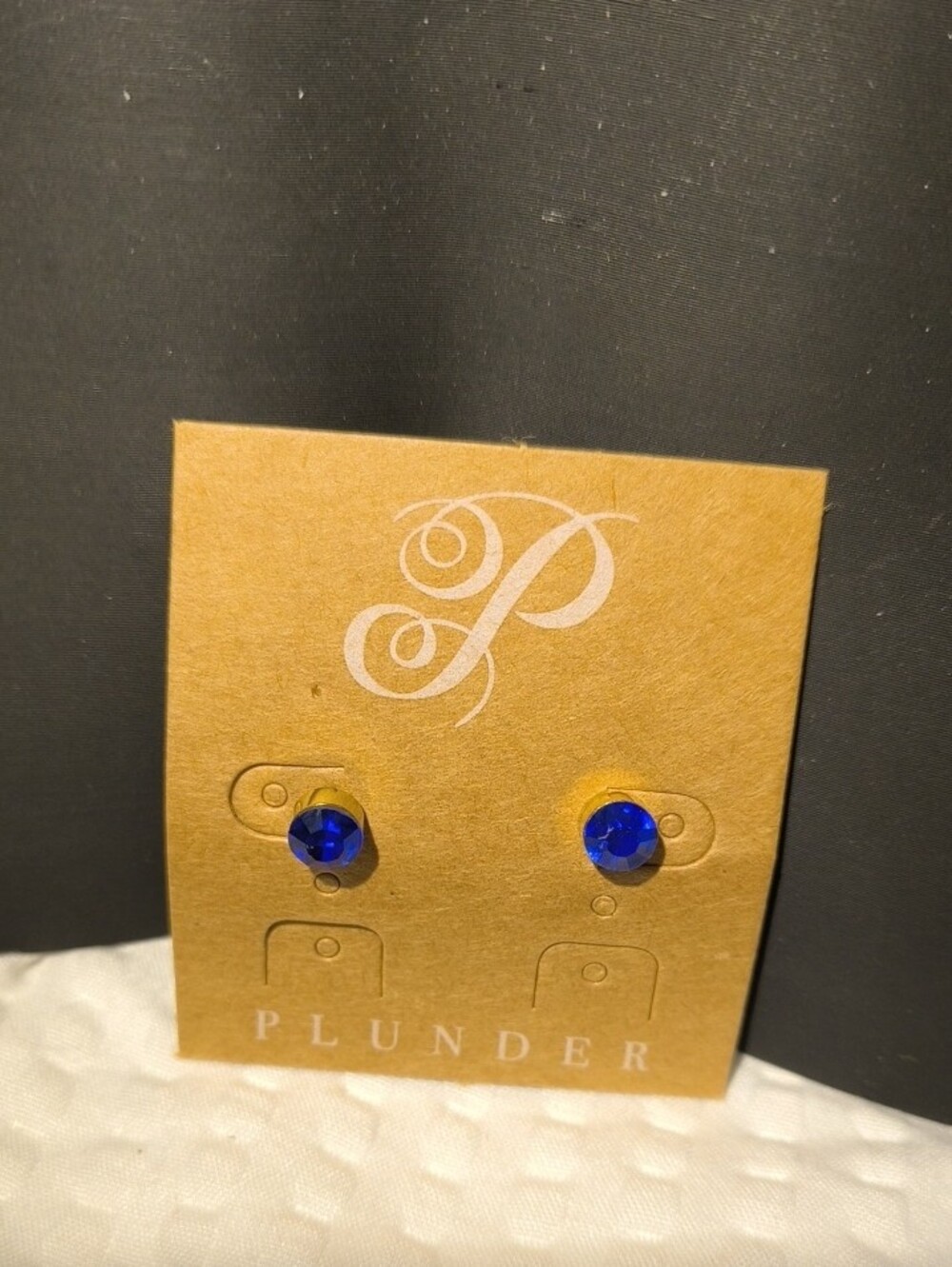 Plunder Royal Blue Faceted Stud Earrings - Picture 3 of 3